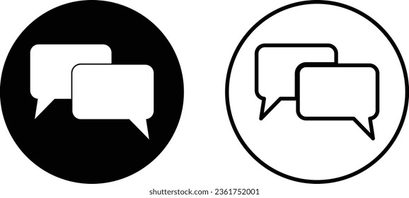 Talk bubble speech icon set in two styles isolated on white background . Comment icon set . Chat icon