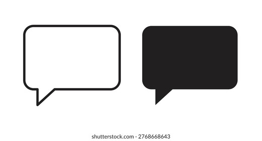 Talk bubble speech icon set, collection of icon in editable strokes and flat versions