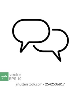 Talk bubble speech icon. Simple outline style. Chat, speak, dialogue, balloon, cloud, dialog, message, communication concept. Thin line vector illustration isolated on white background. EPS 10.