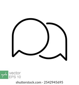 Talk bubble speech icon. Simple outline style. Chat, speak, dialogue, balloon, cloud, dialog, message, communication concept. Thin line vector illustration isolated on white background. EPS 10.
