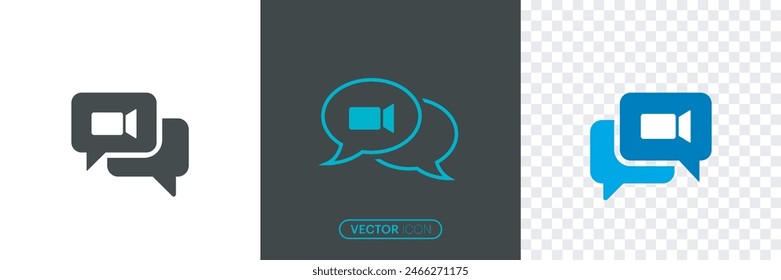 Talk Bubble Mit Video Call Icon Set.Speech Bubbles Set of Chat Message logo, Business Concept Icon Trendy Flat Design. Vektorillustration