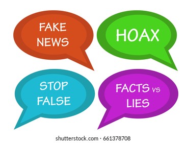 talk bubbles with inscription fake new, hoax, lying, false