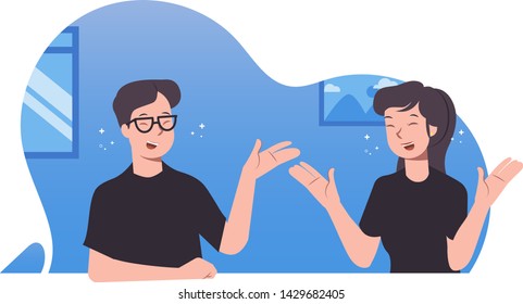 Talk Character Vector Illustration in The Room