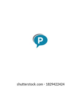 Talk chat bubble logo Letter P vector modern illustration graphic abstract template premium
