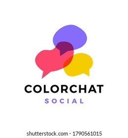 talk chat bubble overlapping logo vector icon illustration