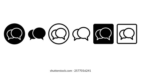 talk chat bubble speech symbol icon vector design black white color simple flat illustration collection isolated