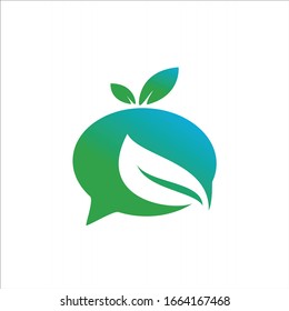 Plantilla de diseño de vector Leaf formada por el logotipo Talk Chat
