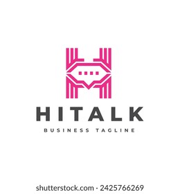 talk and chatting letter h logo design