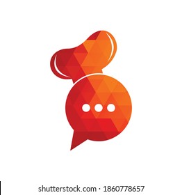 Talk chef logo design template. Talk chef. Bat kitchen talk. Bubble chat icon vector line logo design