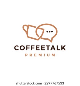 Talk Coffee Chat Bubble Cup Cafe Social Message Logo Vector Icon Illustration