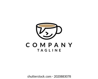 Diseño del logotipo del vector moderno del café de llamadas 