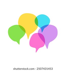 Talk colorful chat, speech bubbles template design. Transparent  Conversation clouds. 