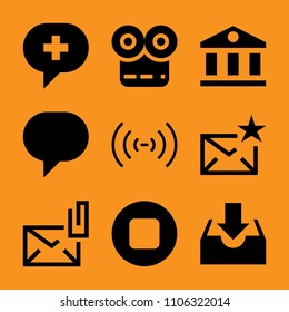 talk, creative, car, iot, tune and outline icon vector set. Flat vector design with filled icons. Designed for web and software interfaces