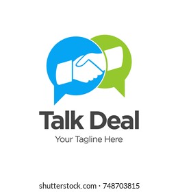 Talk Deal handshake in baloon text logo  Vector Logo Design Template Design