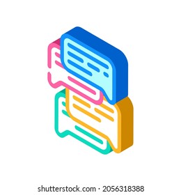 sprechen und diskutieren isometrische Icon Vektorgrafik. Unterredung und Diskussion der Unterschrift. einzelne Symbolillustration