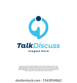 Talk Discuss logo designs template. Simple Flat Forum Chat logo designs vector, icon, symbol