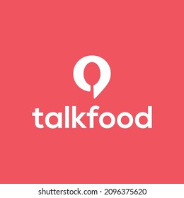 Talk Food Logo with bubble chat icon and spoon negative space. simple and clean vector design inspiration