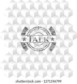 Talk grey emblem with cube white background