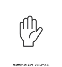 Talk to the hand gesture line icon. linear style sign for mobile concept and web design. Stop hand sign outline vector icon. Symbol, logo illustration. Vector graphics