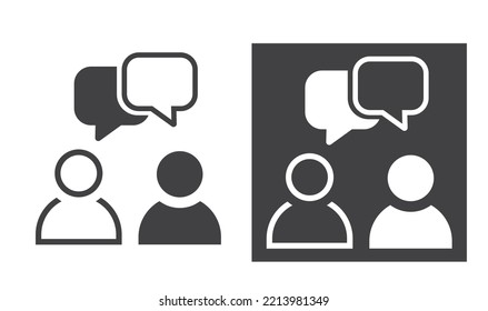 Icono de charla de 2 tipos:  blanco y negro, contorno.