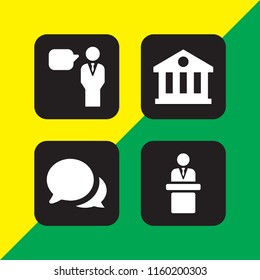 talk icon. 4 talk set with chat, university and speech vector icons for web and mobile app