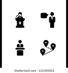 talk icon. 4 talk set with distance and speech vector icons for web and mobile app