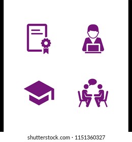 talk icon. 4 talk set with shopping support online, chat and university vector icons for web and mobile app