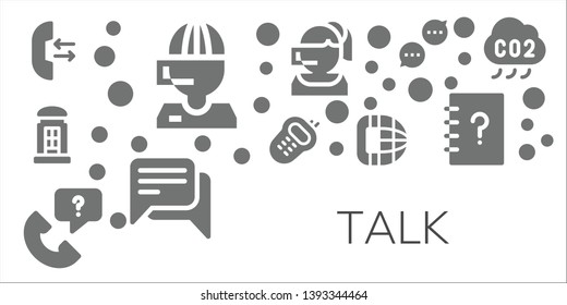 talk icon set. 11 filled talk icons.  Collection Of - Call, Call center, Telephone booth, Walkie, Phone call, Chat, Contacts, Co