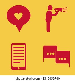 talk icon set with love chat bubble, phone conversation and speech clouds vector illustration