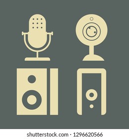 talk icon set with speaker, web camera and microphone vector illustration