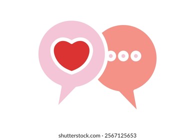 Talk icon. solid icon style. talk with heart. icon related to valentine. valentine day elements vector illustration