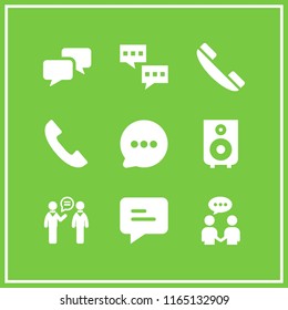 talk icon. This set with telephone, businessmen trading communication, two men talking and phone handset vector icons for mobile and web