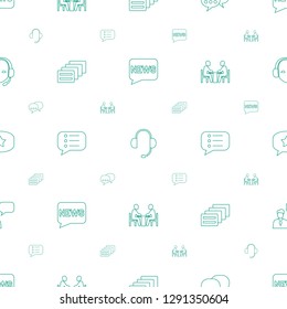 talk icons pattern seamless white background. Included editable line chat, support, message, meeting, man with chat bubblle icons. talk icons for web and mobile.
