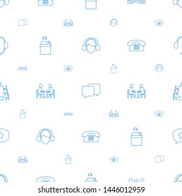 talk icons pattern seamless white background. Included editable line operator, chat, communication, speaker, meeting, desk phone, support icons. talk icons for web and mobile.