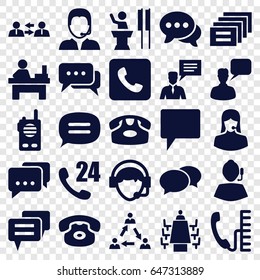 Talk icons set. set of 25 talk filled icons such as desk phone, chat, chatting man, table, customer support, man with chat bubblle, operator, support, meeting, call, phone