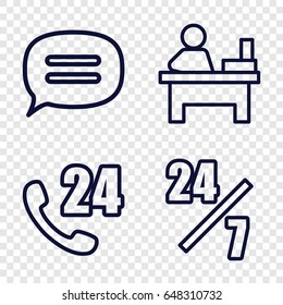 Talk icons set. set of 4 talk outline icons such as table, chat