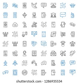 talk icons set. Collection of talk with message, smartphone, bubbles, no chatting, conversation, chat, robot, phone, voice, biography, customer service. Editable and scalable talk icons.