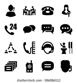 talk icons set. speaker, operator, meeting, phone, walkie talkie, communication, message, support, speaker