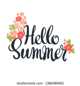 Talk less Smile More hand drawn vector black lettering with flowers. Calligraphic element. Romantic typography. Banner, greeting card.