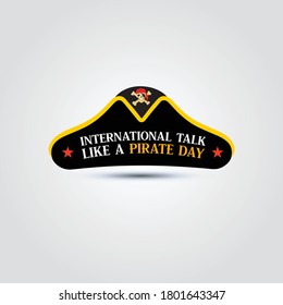 Talk Like A Pirate Day. Bones and Skull. Filibuster cap. Corsair Vector illustration.
