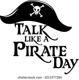 Logo de Talk Like A Pirate Day con sombrero pirata en ilustración de fondo blanco