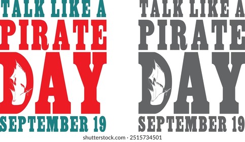 Talk like a pirate day retro badge with textured flag vector illustration
