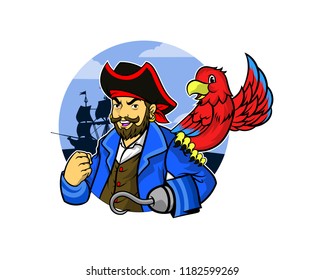 Talk Like a Pirate Day vector. Pirate cartoon character. Pirate vector illustration. bird
