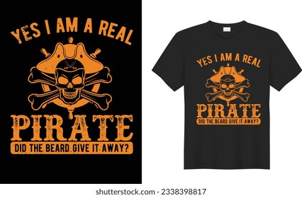 Talk Like A Pirate Vector T shirt Design. Skull in pirate bandana with knife in mouth. Print for T-shirt, typography, vintage graphic. for Print t-shirt,  poster, textile, blouse, black background.