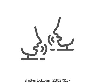 Talk line icon. People speak sign. Voice speech symbol. Quality design element. Linear style talk icon. Editable stroke. Vector