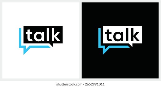 talk logo design, rectangle sound bubbles graphic vector icon template