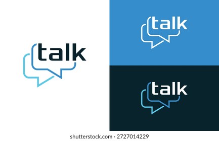 Diseño del logotipo de la charla, Plantilla gráfica del icono del Vector de las burbujas de sonido del rectángulo