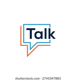 Talk logo design, rectangle sound bubbles graphic vector icon template	