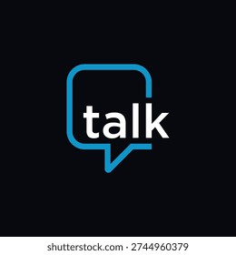 Talk logo design, rectangle sound bubbles graphic vector icon template	