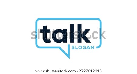 Talk logo design, rectangle sound bubbles graphic vector icon template